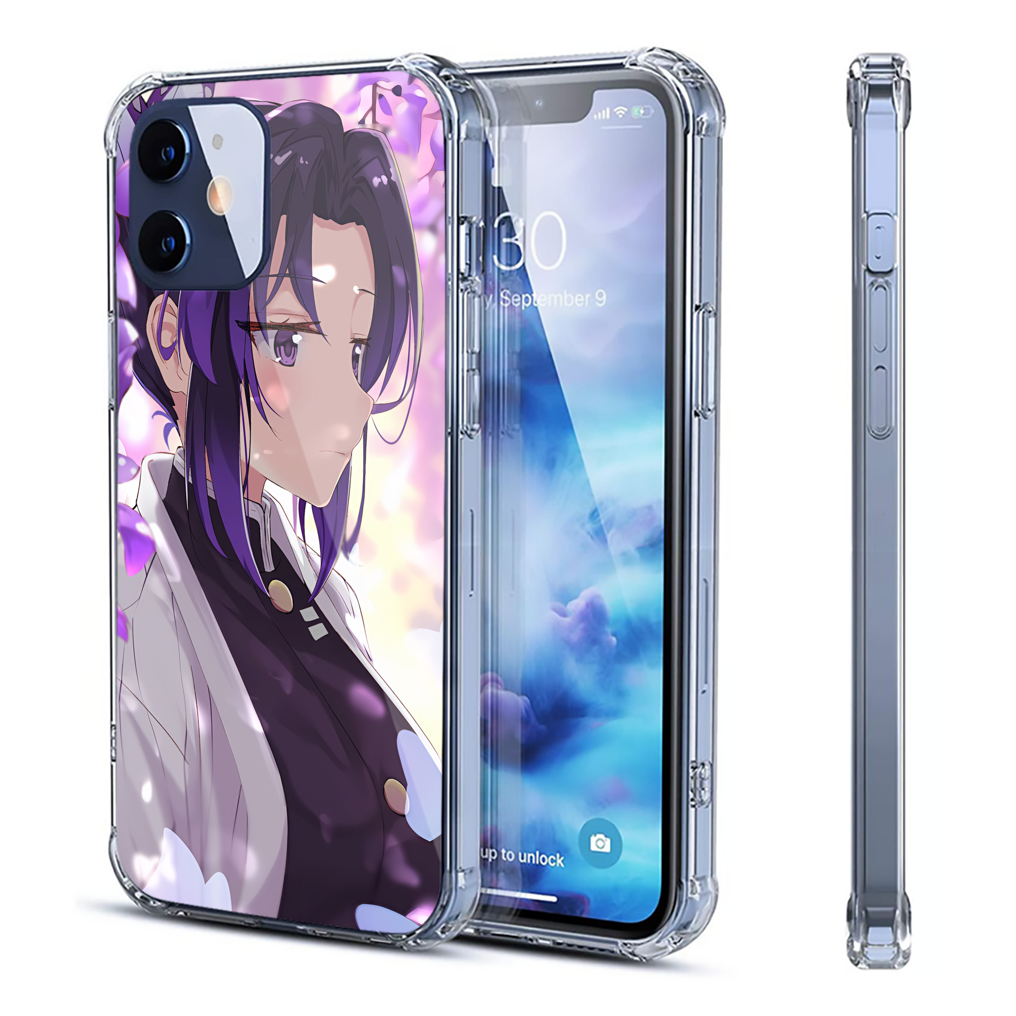 （画像用） 鬼滅の刃（きめつのやいば）蟲柱-胡蝶 しのぶ／こちょう しのぶ Kochou Shinobu 【iPhone 12シリーズ対応】透明スマホケース（クリアソフトケース）